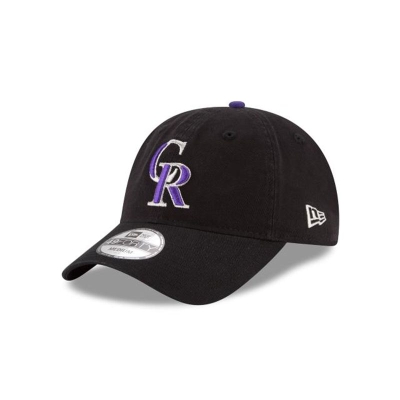 Black Colorado Rockies Hat - New Era MLB Core Fit 49FORTY Fitted Caps USA1753096